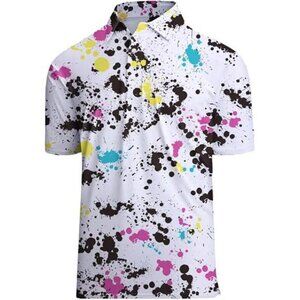 Golf Shirts for Men Printed Performance Moisture Wicking Short Sleeve Dry Fit